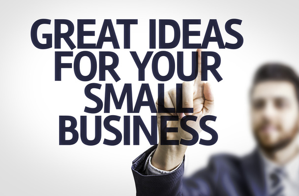 Deska z tekstem: Wielkie pomysły dla małych firm - Zdjęcie, obraz