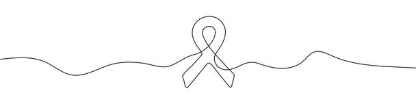 Single continuous line drawing of a awareness ribbon. One continuous line of awareness ribbon drawing. Vector illustration. Linear awareness ribbon design - Vektori, kuva