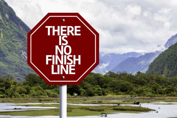 There is No Finish Line written on red road sign - Photo, Image