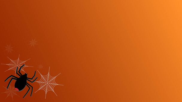 Happy Halloween spider with spider web on orange wallpaper illustration, perfect for wallpaper, backdrop, postcard, background for your design - Vektör, Görsel