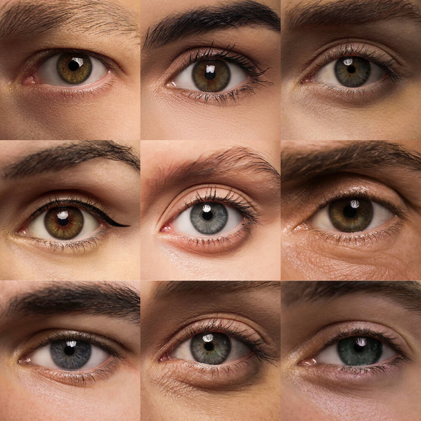 Collage with photos of people with beautiful eyes of different colors - Foto, imagen