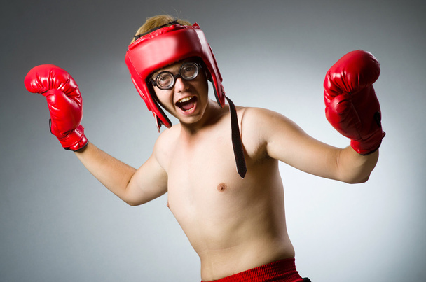 Funny boxer against dark background - Photo, Image