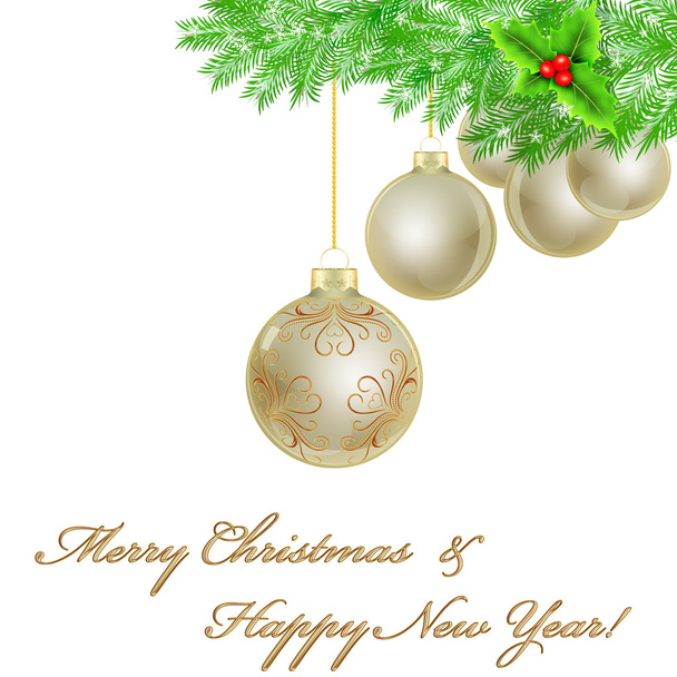 Белый рождественский фон с золотой безделушкой
 - Фото, изображение