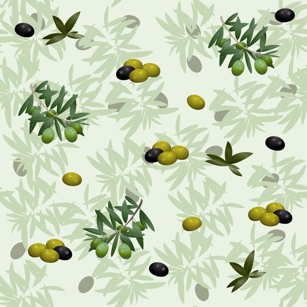 seamless pattern with olives and branches - Vettoriali, immagini