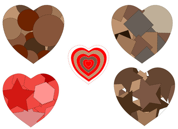 Patched hearts - Vector, Image