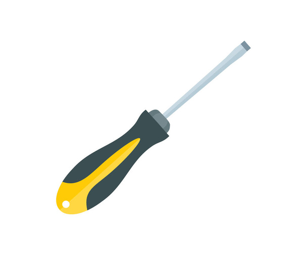 Yellow and Black professional realistic screwdriver with a plastic handle logo design. Hand tool, repair and service  vector design and illustration. - Vector, afbeelding
