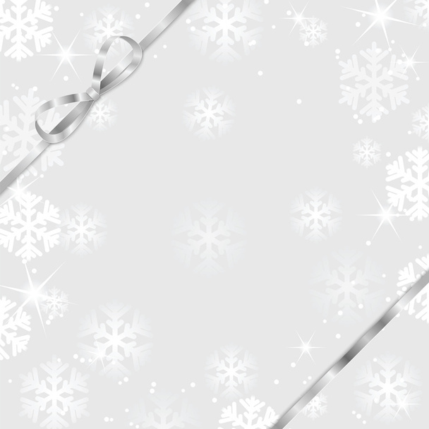 Kerstmis en Nieuwjaar achtergrond met sneeuwvlokken en zilveren rib - Vector, afbeelding