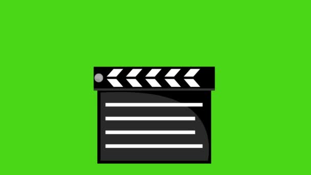 Loop animation of a film clapboard on a green chroma key background - Materiał filmowy, wideo