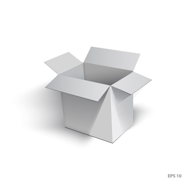 Ανοικτό κουτί από χαρτόνι με μια ρεαλιστική σκιά - Διάνυσμα, εικόνα