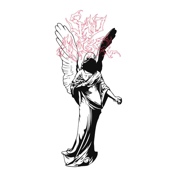 vector illustration of female angel with wings - Vector, Image