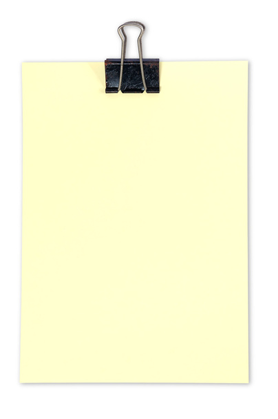 Clip negro y nota en blanco amarillo
 - Foto, Imagen
