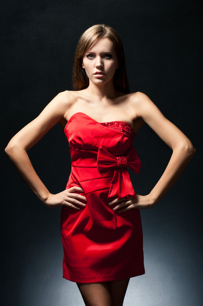 Woman wearing red dress - 写真・画像