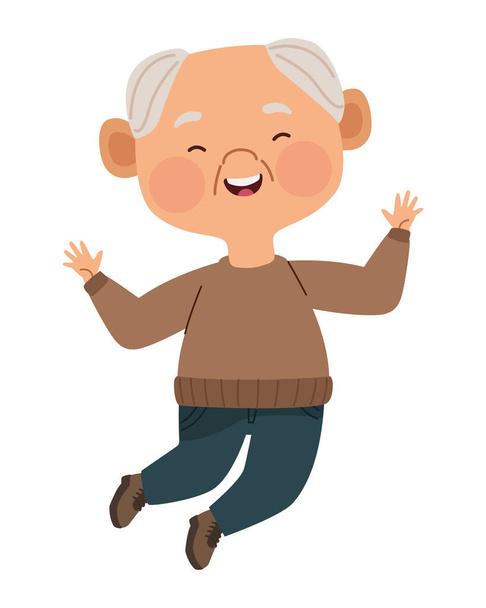 азіатський старий стрибає персонаж
 - Вектор, зображення