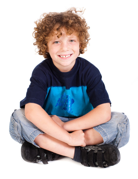 Cheerful kid relaxing on floor - Φωτογραφία, εικόνα