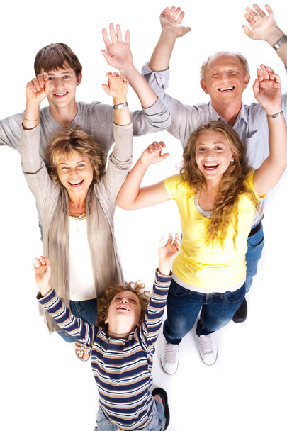 Overhead view of cheerful family - Zdjęcie, obraz