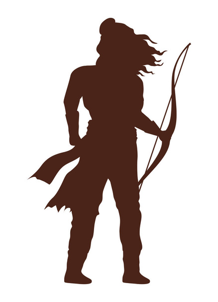 lord rama with archbow silhouette - Vector, afbeelding