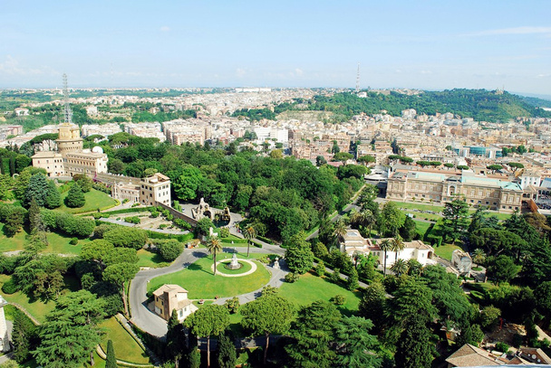 Aerial view of Rome city from St Peter Basilica roof - Photo, Image