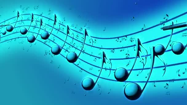 animierter Hintergrund mit Musiknoten, fließenden Musiknoten, fliegendem Notenstrom - nahtlose Endlosschleife - Filmmaterial, Video