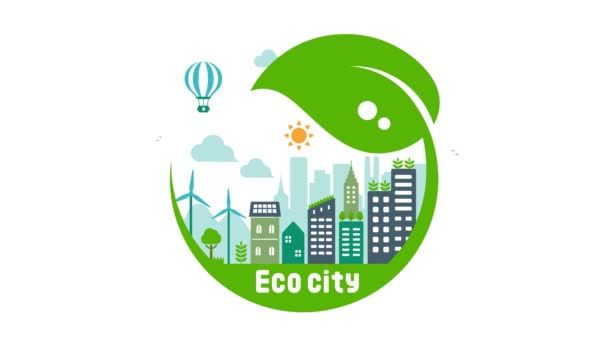 Smart ecology city illustration animation ( mp4 ) - Πλάνα, βίντεο