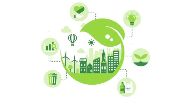Smart ecology city illustration animation ( mp4 ) - Metraje, vídeo
