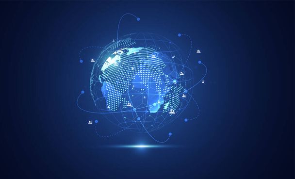 グローバルネットワーク接続。世界地図のポイントとグローバルなビジネスのライン組成の概念。ベクターイラスト - ベクター画像