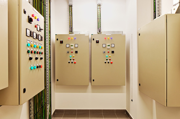 Electrical switch gear and circuit breakers that control heat, heat recovery, air conditioning, light and electrical power supply - Photo, Image