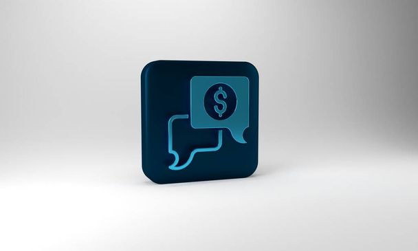 Blue Business negotiations icon isolated on grey background. Team work process. Business management teamwork meeting and brainstorming. Blue square button. 3d illustration 3D render. - Photo, image