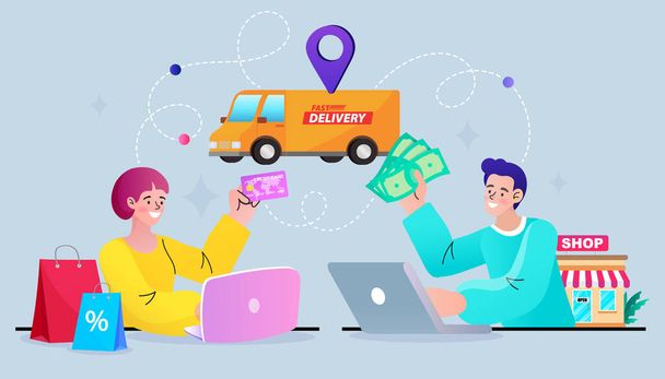 online shopping services. online marketing and e-commerce. Vector illustration. - Vector, afbeelding