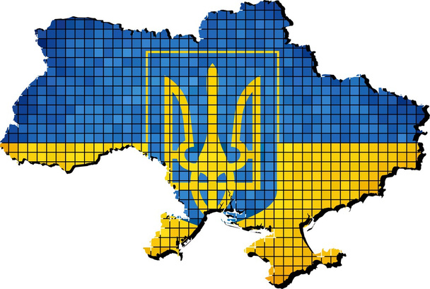 Ukraine Coat of Arms with flag inside - Vector, Image