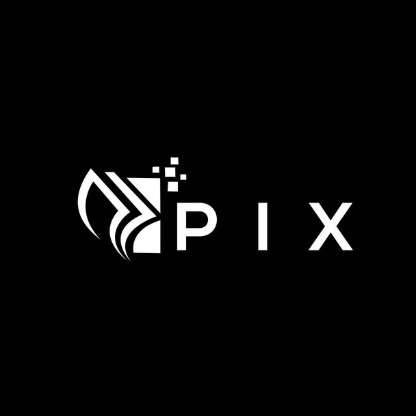PIX credit repair accounting logo design on BLACK background. PIX creative initials Growth graph letter logo concept. PIX business finance logo design. - ベクター画像