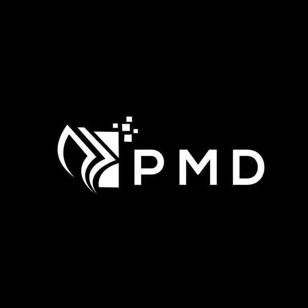 Дизайн логотипа бухгалтерского учета кредитного ремонта PMD на черном фоне. Креативные инициалы PMD Концепция логотипа графов роста. Дизайн логотипа PMD. - Вектор,изображение
