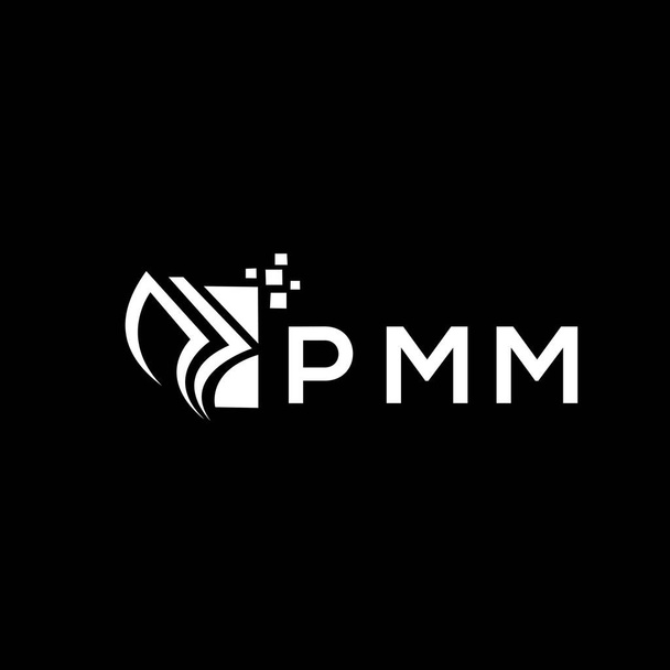 Розробка логотипу PMM на зворотному боці BLACK. Творчі ініціали ПММ "Зростання" мають концепцію логотипу літер. PMM Бізнес Фінансовий дизайн. - Вектор, зображення
