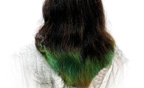 A Back view of woman with her damaged split ended hair. - Foto, afbeelding