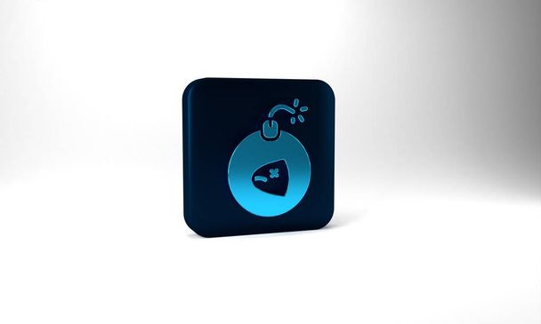 Blue Bomb ready to explode icon isolated on grey background. Blue square button. 3d illustration 3D render. - Foto, Imagem