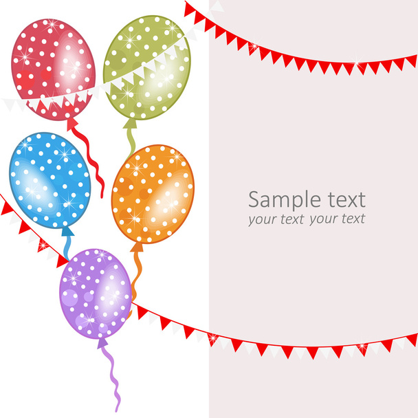 Polka dot colorful balloons vector greeting card - Vektör, Görsel