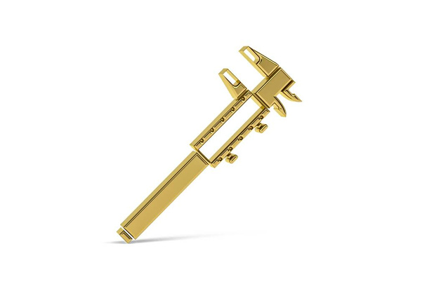 Golden 3d caliper icon isolated on white background - 3D render - Foto, afbeelding