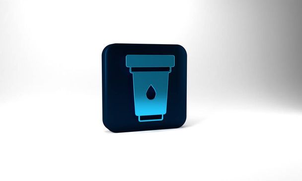 Blue Water filter cartridge icon isolated on grey background. Blue square button. 3d illustration 3D render. - Fotografie, Obrázek