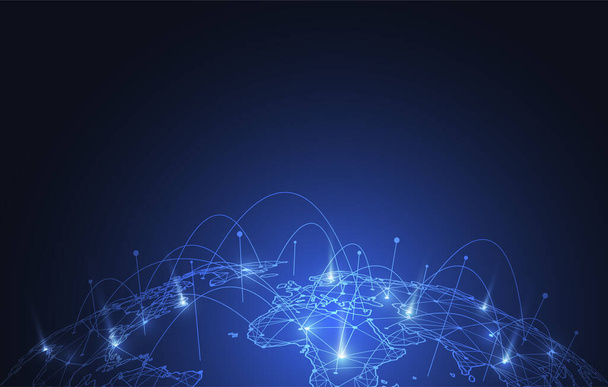 グローバルネットワーク接続。世界地図のポイントとグローバルなビジネスのライン組成の概念。ベクターイラスト - ベクター画像