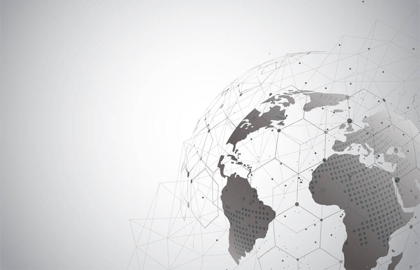 Maailmanlaajuinen verkkoyhteys. Maailman kartta kohta ja linja koostumus käsite globaalin liiketoiminnan. Vektorikuvaus - Vektori, kuva