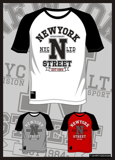 T Shirt raglan new york - Vecteur, image