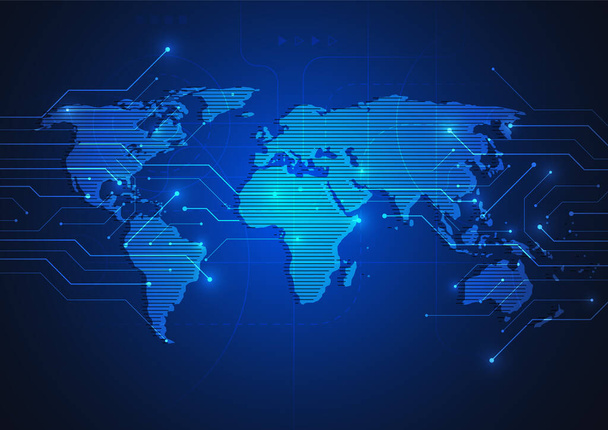 Глобальне мережеве з'єднання. Світова карта концепція точкового та лінійного складу глобального бізнесу. Векторна ілюстрація
 - Вектор, зображення