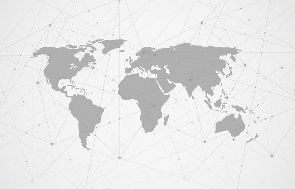 Maailmanlaajuinen verkkoyhteys. Maailman kartta kohta ja linja koostumus käsite globaalin liiketoiminnan. Vektorikuvaus - Vektori, kuva