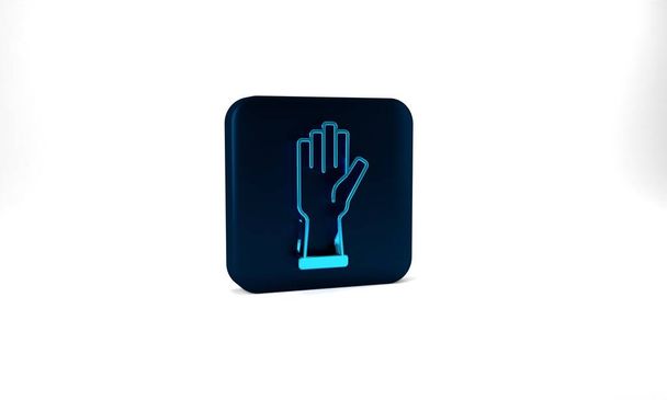 Μπλε Προστατευτικά γάντια εικονίδιο απομονώνονται σε γκρι φόντο. Μπλε τετράγωνο κουμπί. 3d απεικόνιση 3D καθιστούν. - Φωτογραφία, εικόνα