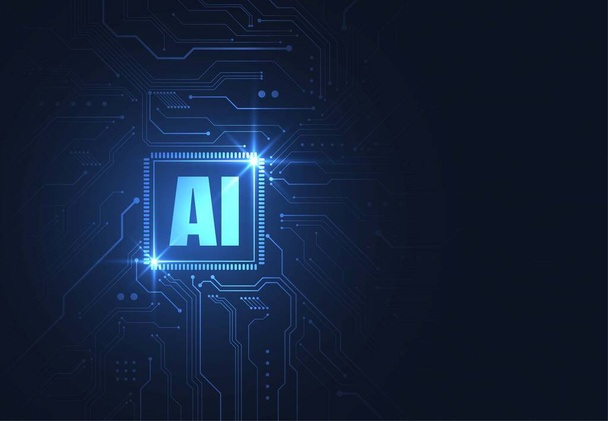 Artificial intelligence chipset on circuit board in futuristic concept technology artwork for web, banner, card, cover. Vector illustration - Vetor, Imagem