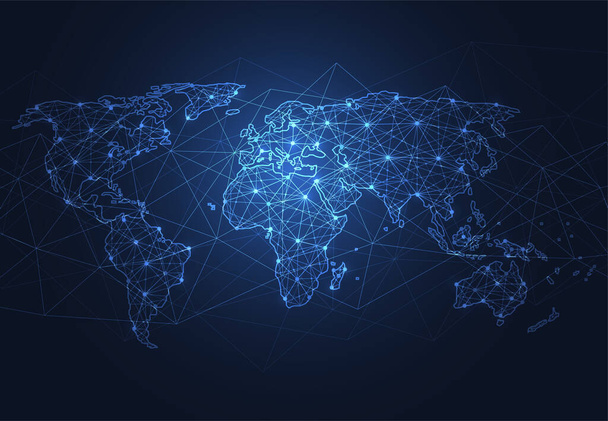 Globale Netzwerkverbindung. Weltkarte Punkt-und Linienzusammensetzung Konzept des globalen Geschäfts. Vektorillustration - Vektor, Bild