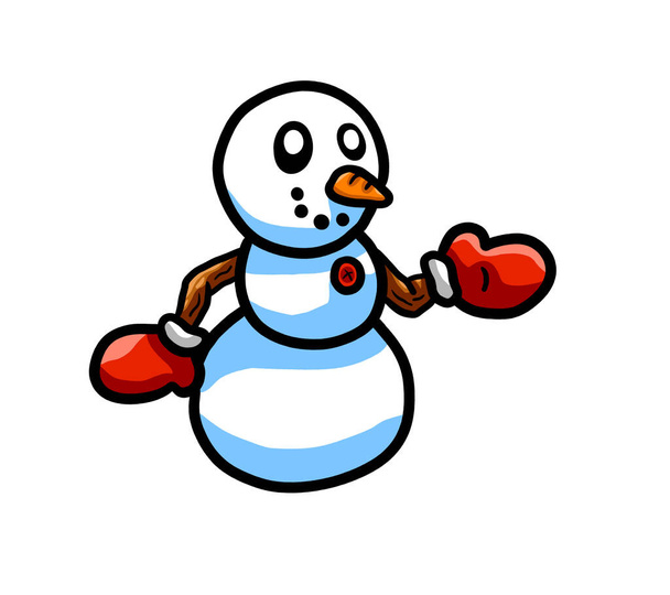 Digital illustration of a Happy Baby Snowman - Foto, Imagem