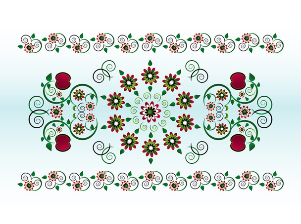 Horizontal ornament with flower - Vector, imagen
