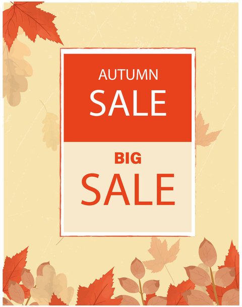 autumn big discounts on autumn retro background - Vecteur, image