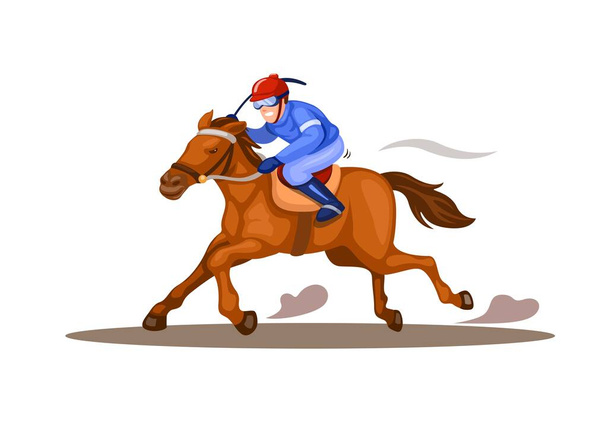 Jockey riding horse in horse race competition sport illustration vector - Vektör, Görsel