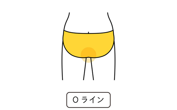Hair removal illustration for women by part, O line - Translation:O line - Vector, afbeelding